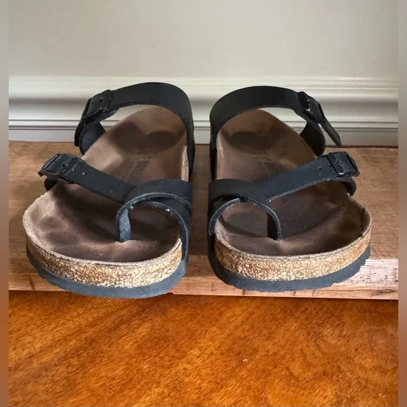 BIRKENSTOCK Black MAYARI Birko-Flor Toe-Loop Slide On Sandals Sz 37 (US 6-6.5) - Picture 6 of 13
